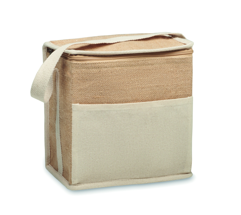 Logo trade advertising products picture of: Jute and canvas cooler bag 3L
